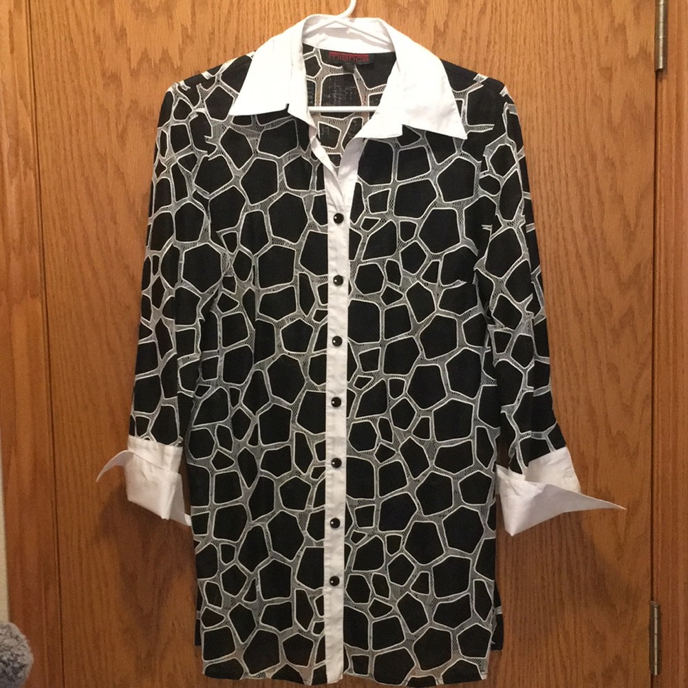 Animal print button up blouse